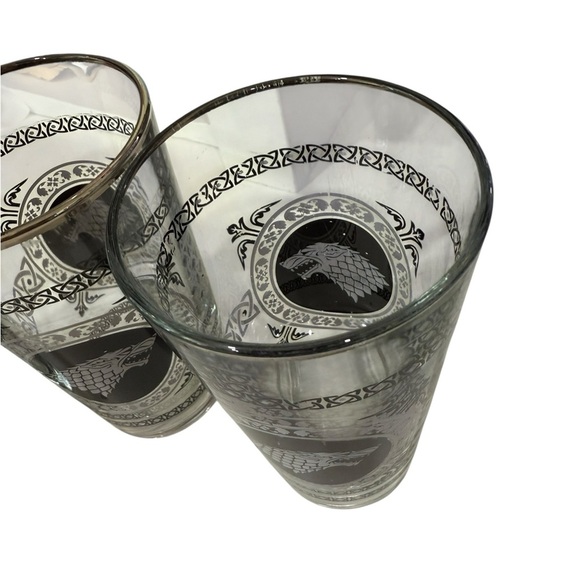 Game of Thrones Tumbler Black Seawolf Crown Drinking Glasses 6 inches lot of 4 - Picture 7 of 9